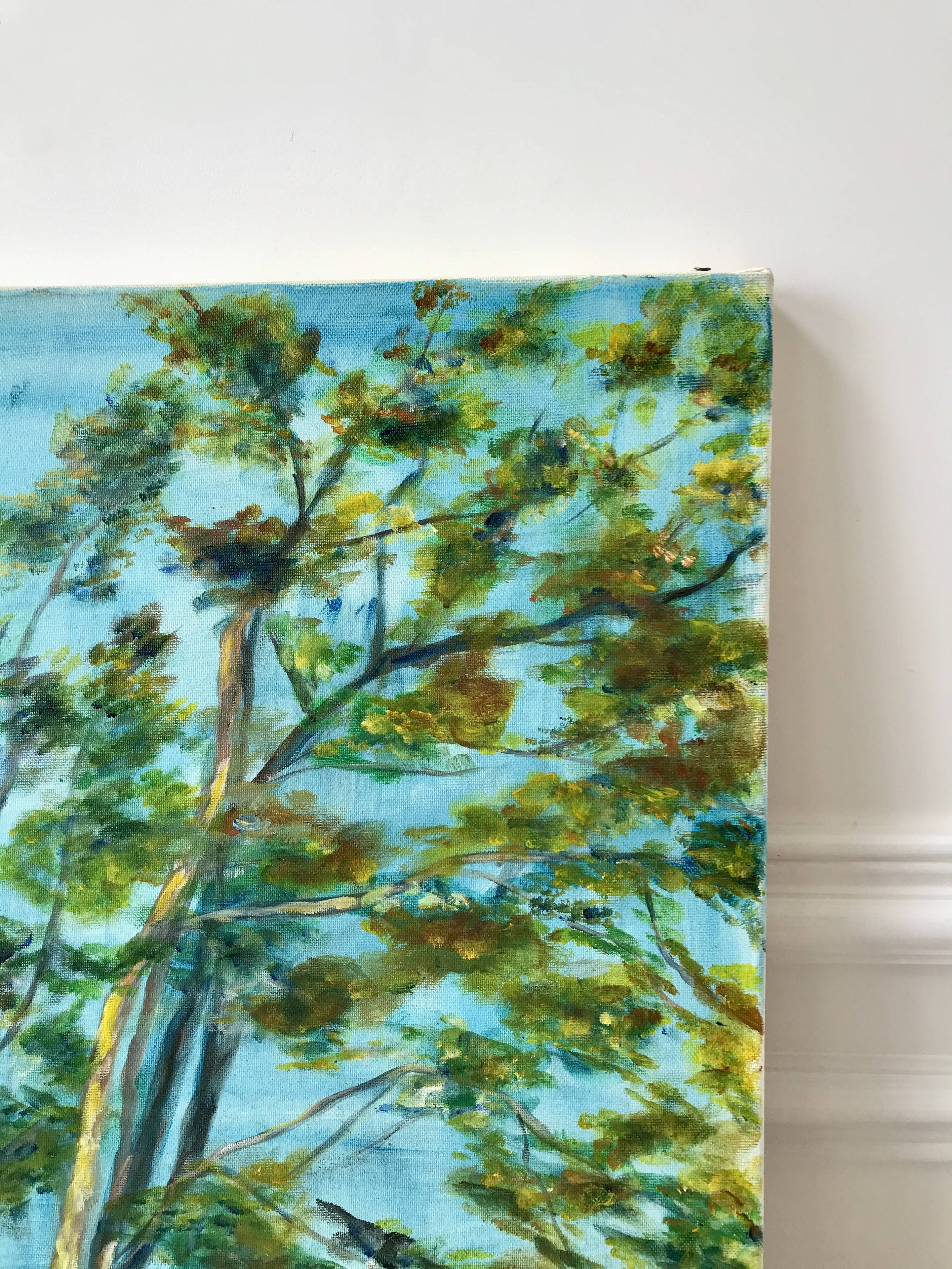 Tableau huile sur toile paysage arbre signé vintage