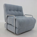 1970s convertible chrome armchair in bouclé ,czechoslovakia