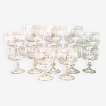 Set 12 verres d’Alsace cristal gravé vin et apéritif