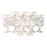 Set 12 verres d’Alsace cristal gravé vin et apéritif