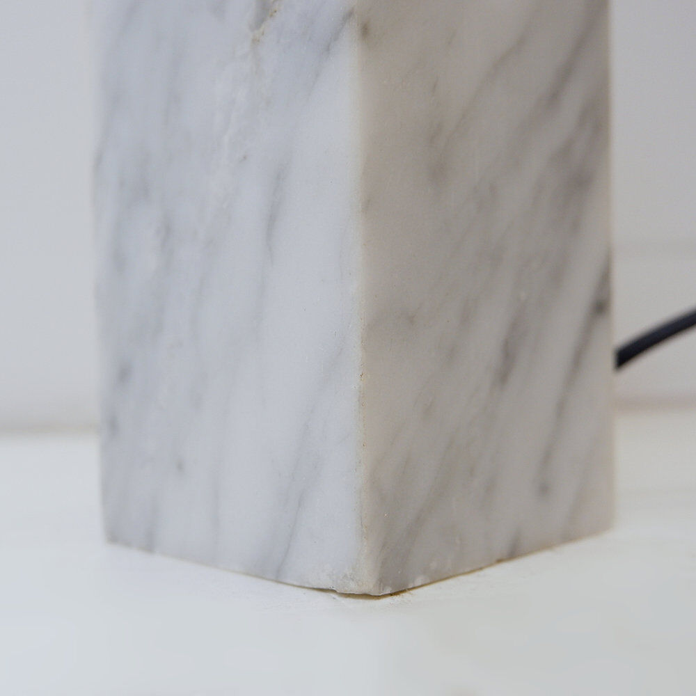 Vintage marble table lamp with new raffia shade.