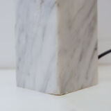 Vintage marble table lamp with new raffia shade.