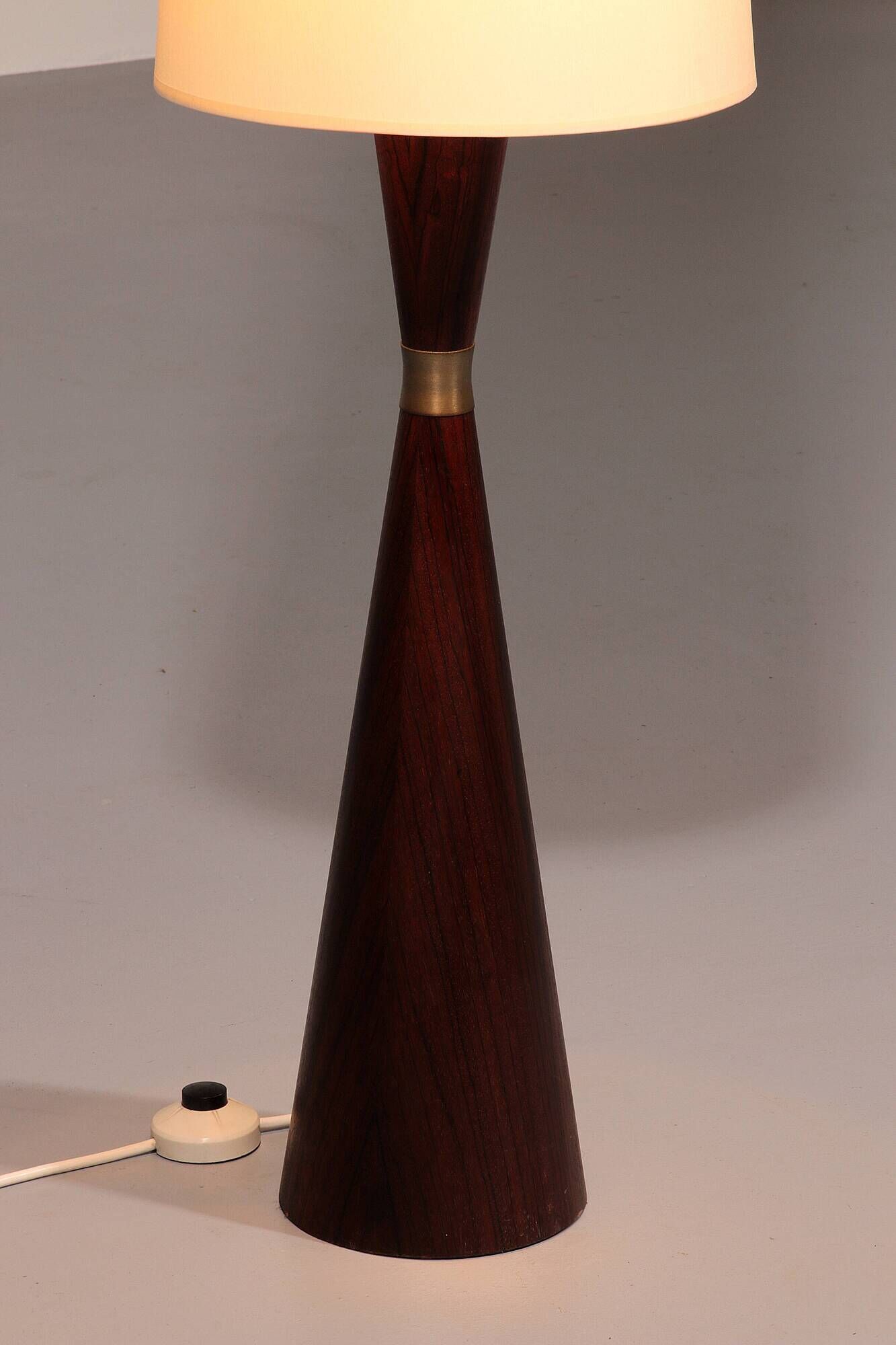 Vintage teak floor lamp with fabric shade from Parker Knoll, 1960s