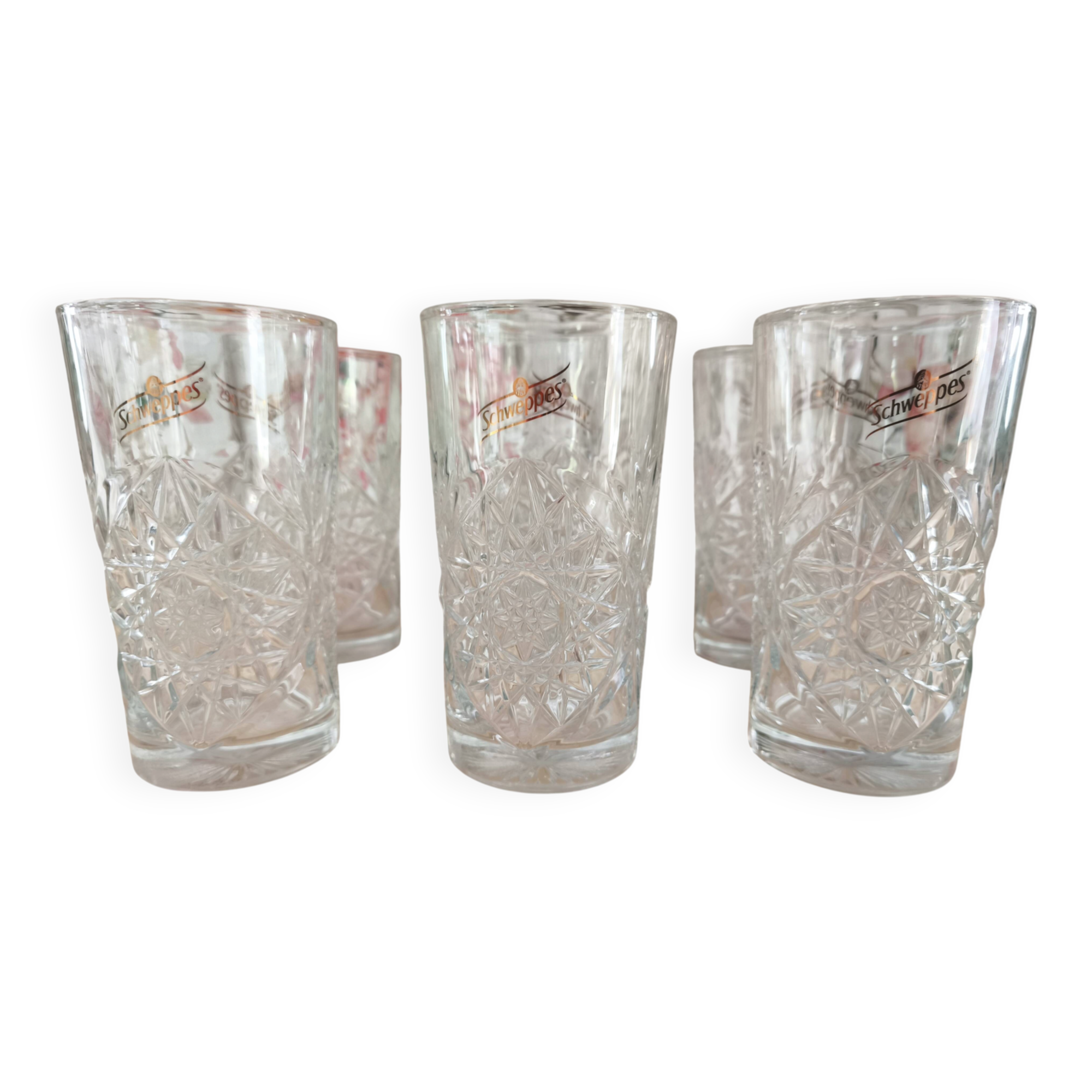 Set of 6 promotional Schweppes Long Drink glasses.