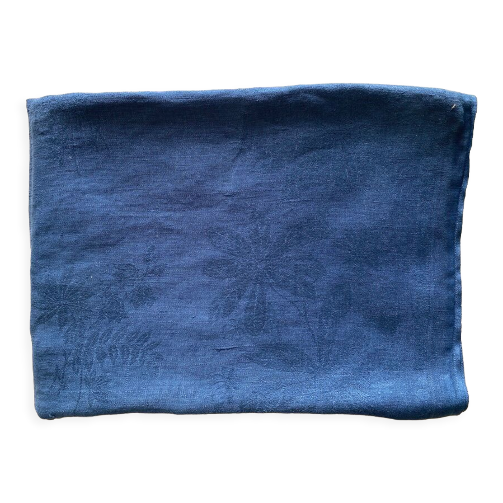 Nappe damassée - métis - bleu mer - 160x240 cm