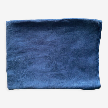 Damassed tablecloth - Métis - sea blue - 160x240 cm