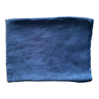 Damassed tablecloth - Métis - sea blue - 160x240 cm