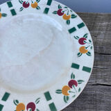 Gien white ceramic compote bowl with fruit patterns
