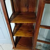 Mahogany column showcase, 1 glass door, 1 drawer, 5 wooden shelves