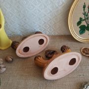 Paire de bougeoirs double barbotine - vintage