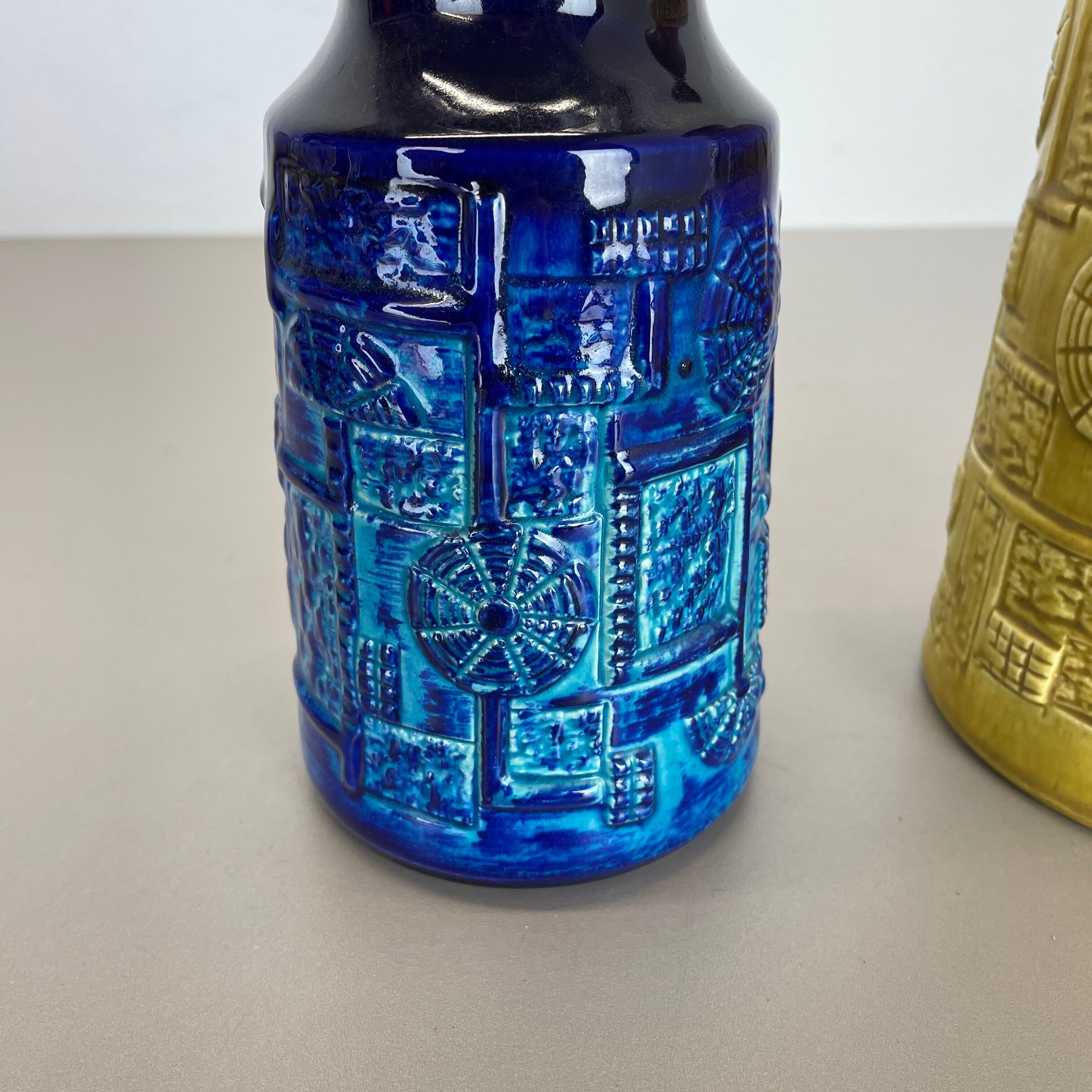 Set of 2 Multi-Color Fat Lava Op Art Pottery Vase by Bay Ceramics Germany, 1970s