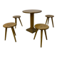 Ensemble table et 4 tabourets bois bistrot des années 50
