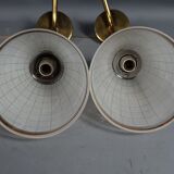Pair of wall sconces frosted glass & brass 50