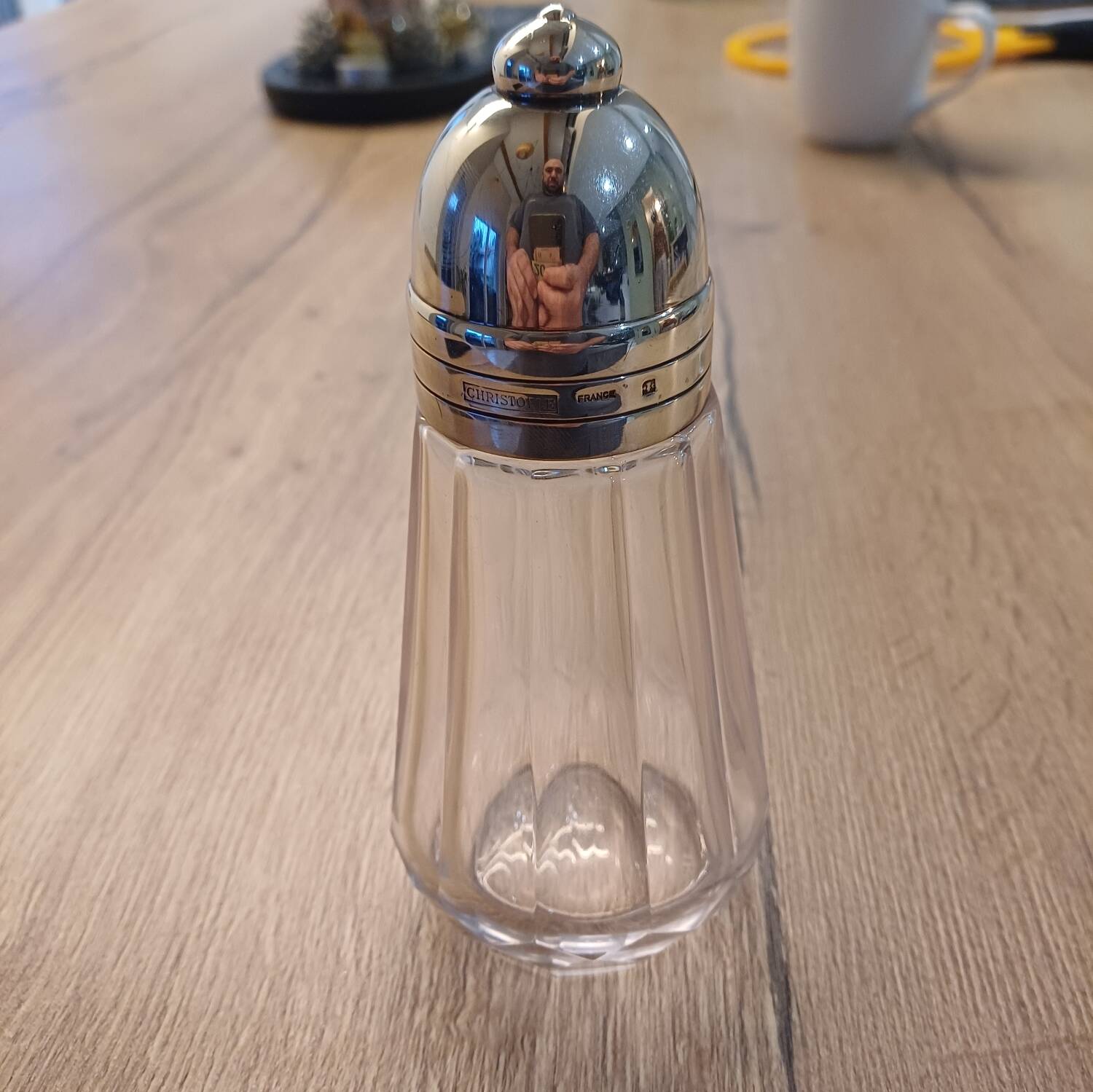 Christofle Megeve model - silver-plated crystal shaker in very good condition