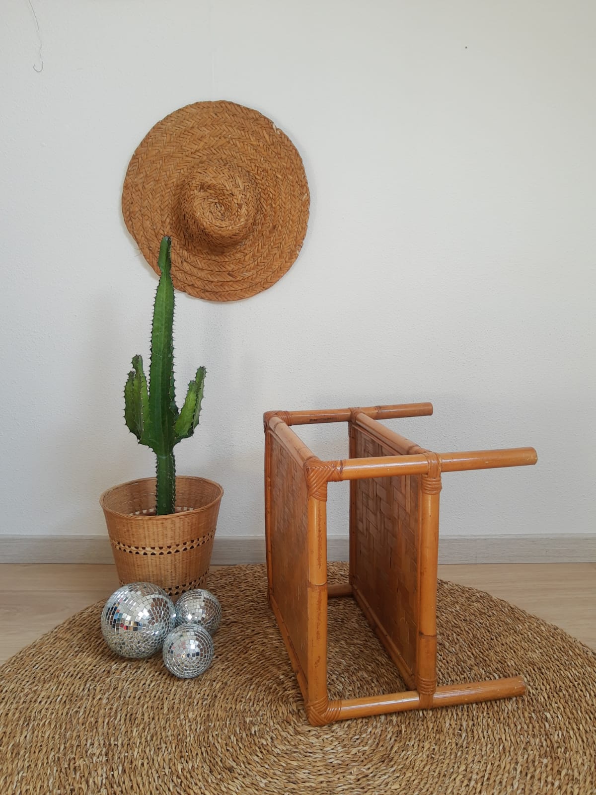 Square bamboo coffee table 70s - vintage