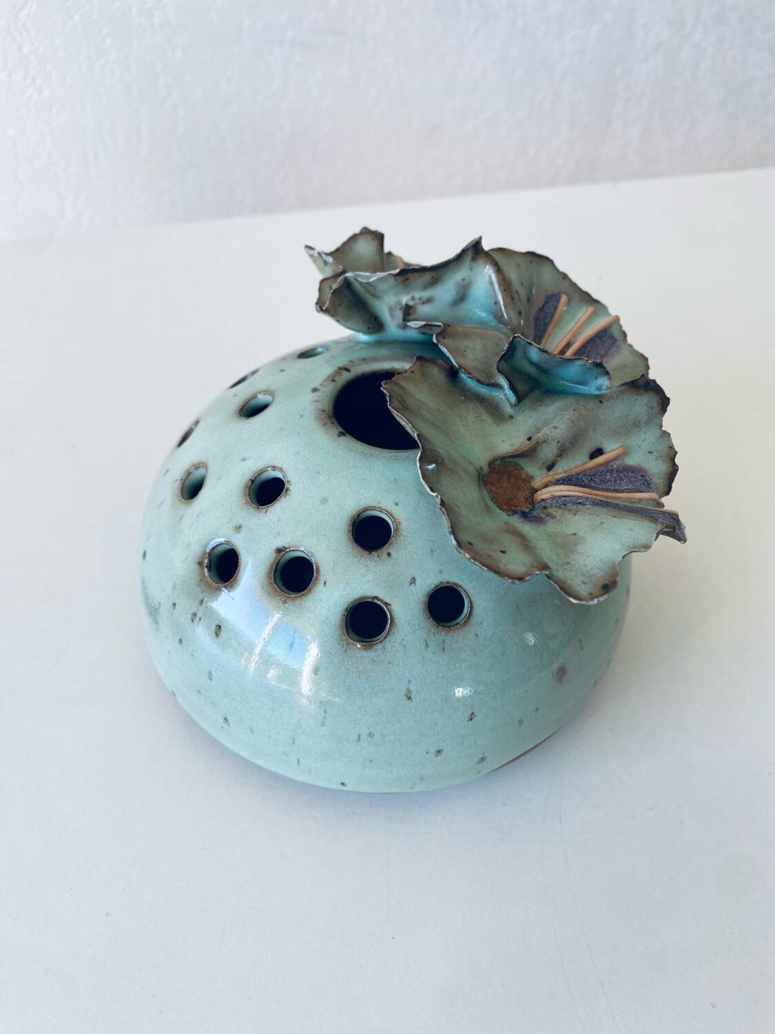 Signed stoneware flower vase