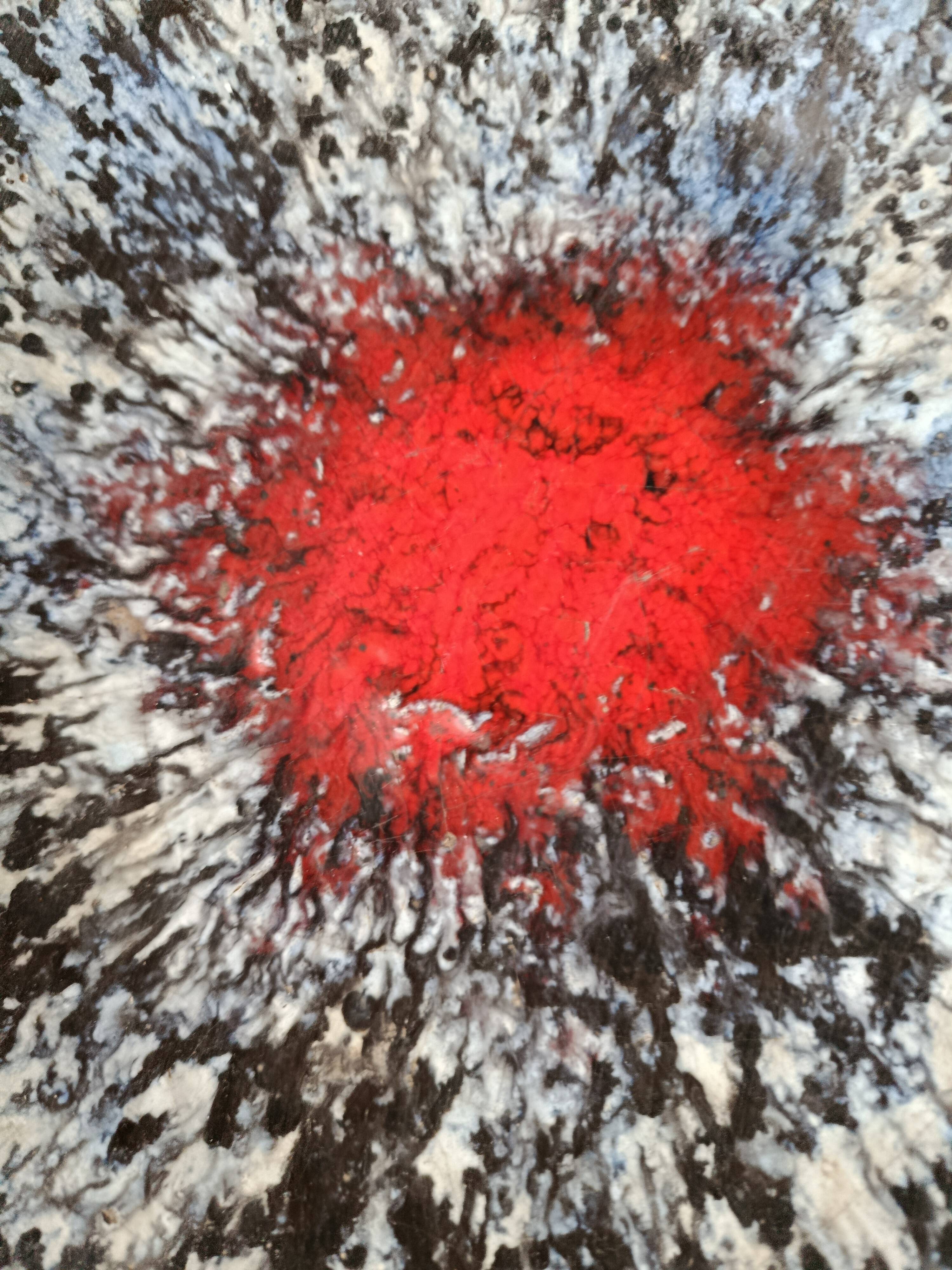 Large stoneware platter signed c. pitot, mid-20th century, black, white, and red glazed ceramic