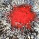 Large stoneware platter signed c. pitot, mid-20th century, black, white, and red glazed ceramic