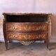 Louis XV style commode – floral marquetry – marble top – gilded bronzes