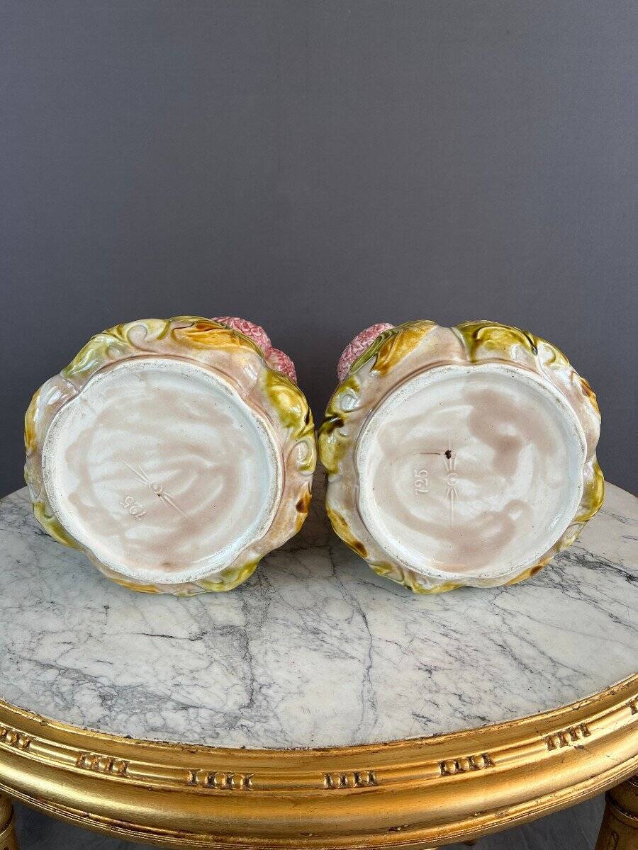 Pair of Art Nouveau Style Earthenware Vases, 20th Century