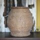 Old basket with lid, straw and bramble, woven basket, decoration