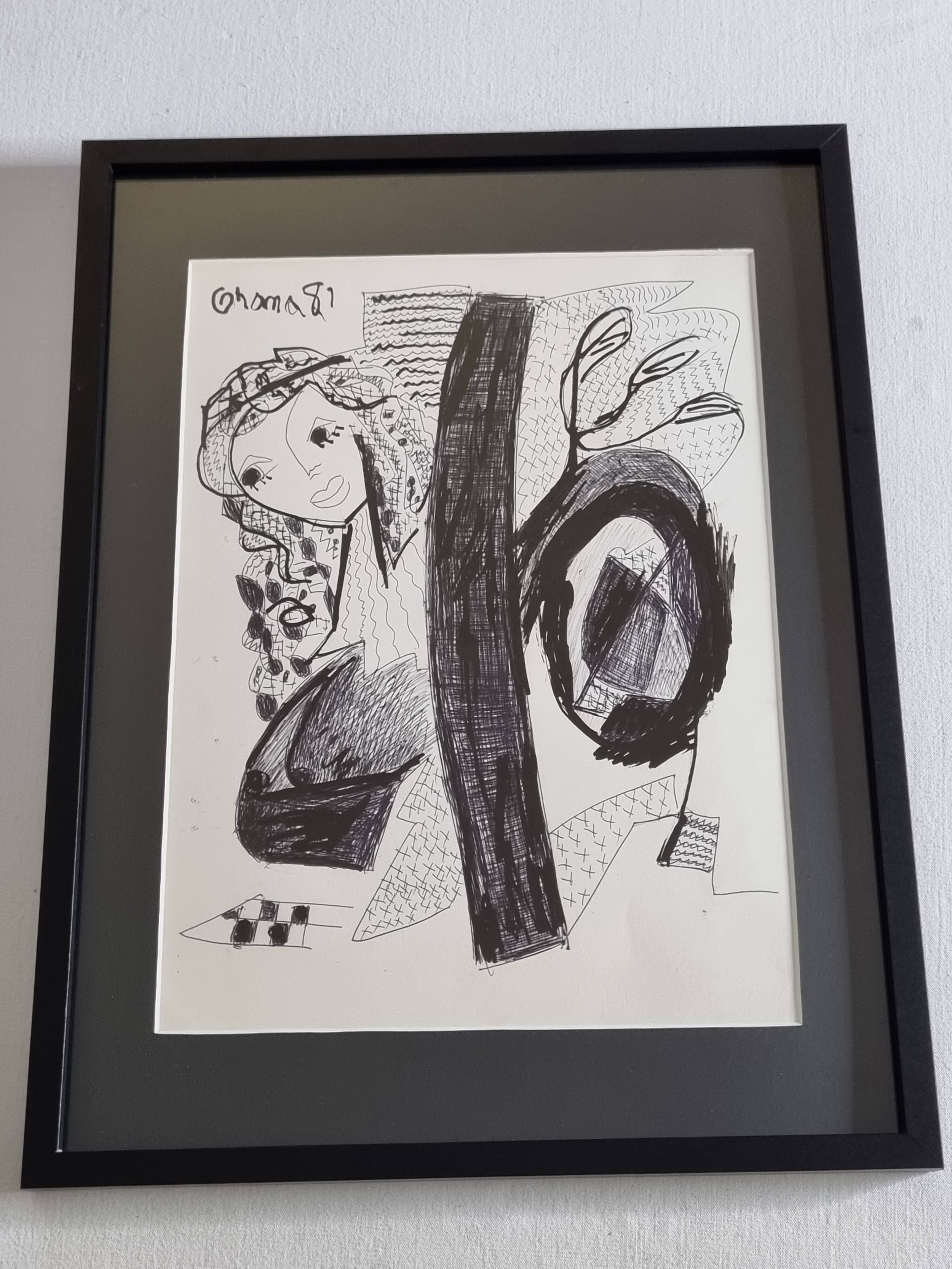 Olga Orana – Original drawing signed and dated '81 ink on paper 30x40 cm