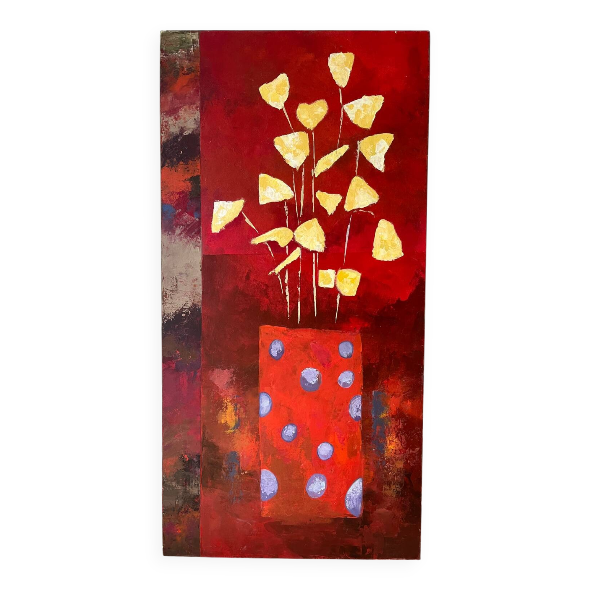 Golden flowers in a polka dot vase