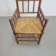 Mid-Century Arts and Craft Oak Bobbin Chair with Rush Seat, 1930s
