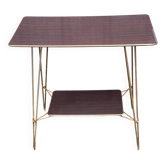 2-tier serving trolley in lacquered rosewood and brass 1960