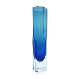 Lindshammar angular cobalt blue glass vase by Gunnar Ander, Sweden