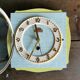 Vintage formica clock square silent wall clock "FFR yellow green"