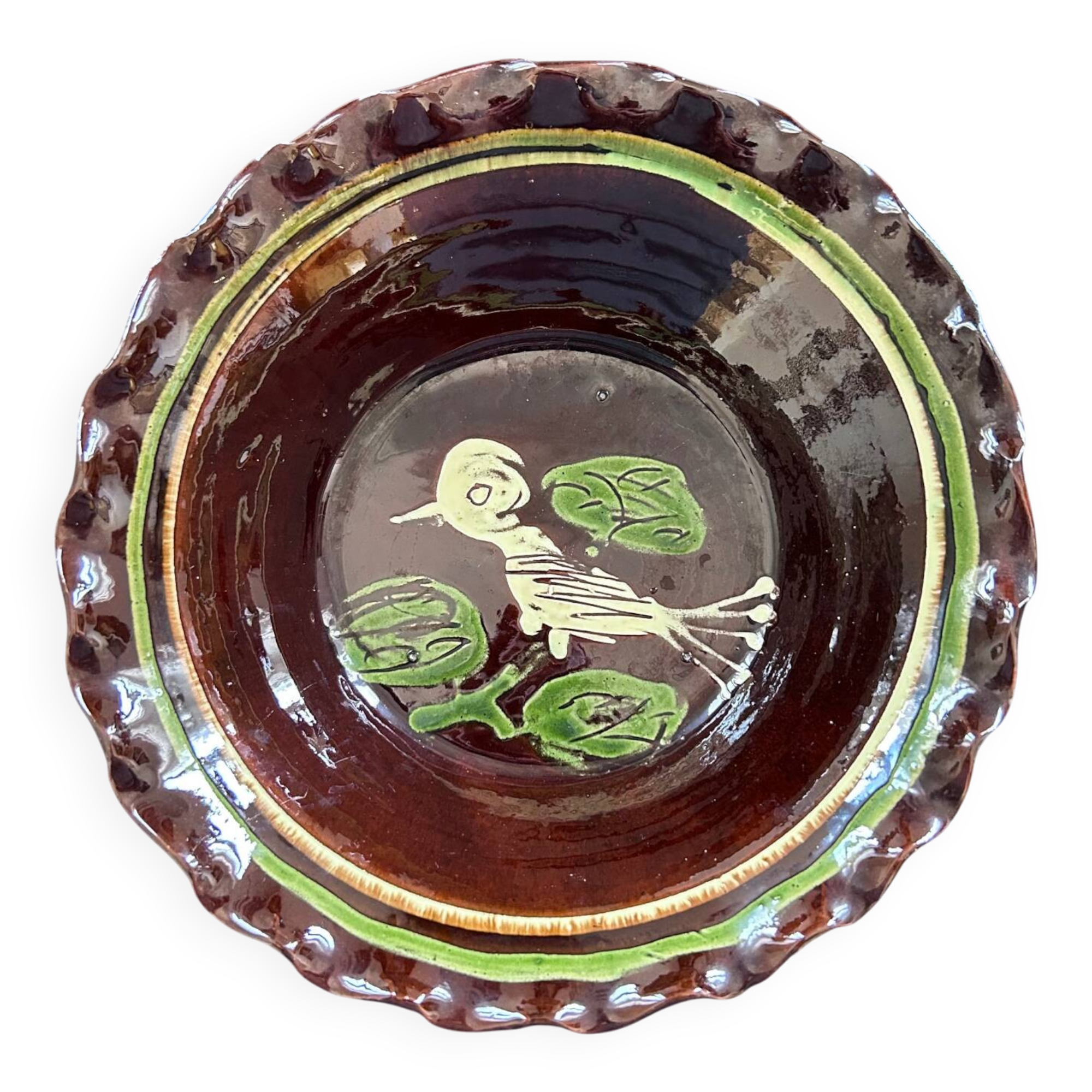 Deep pottery dish from Marnaz Savoie