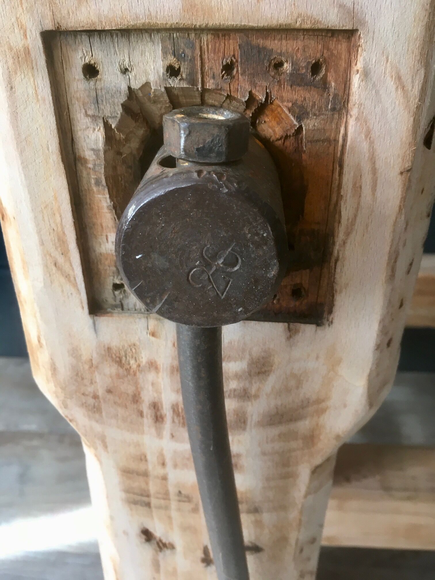 Antique workbench in light wood