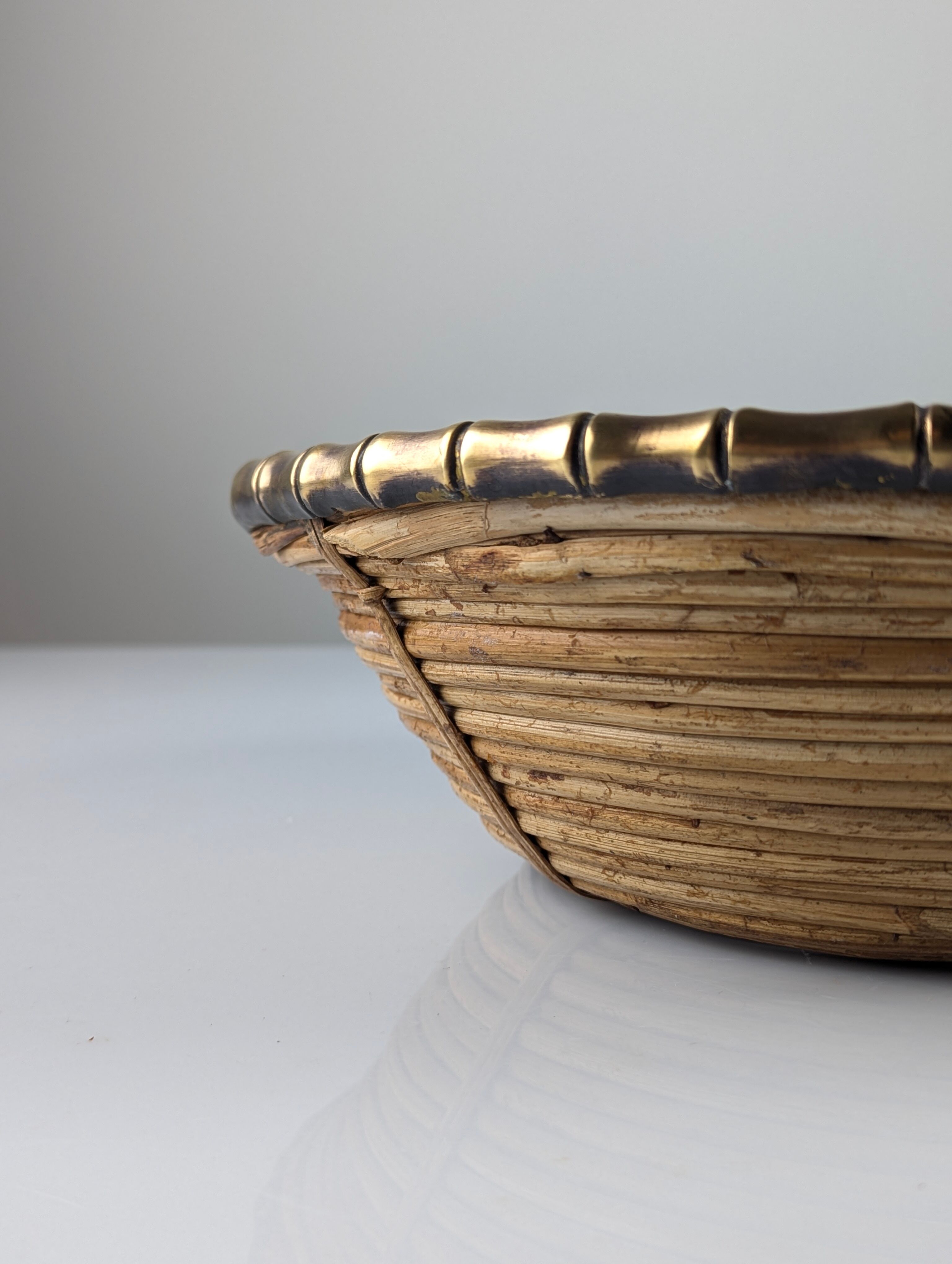 Rattan and brass centrepiece, Italy, 1970s