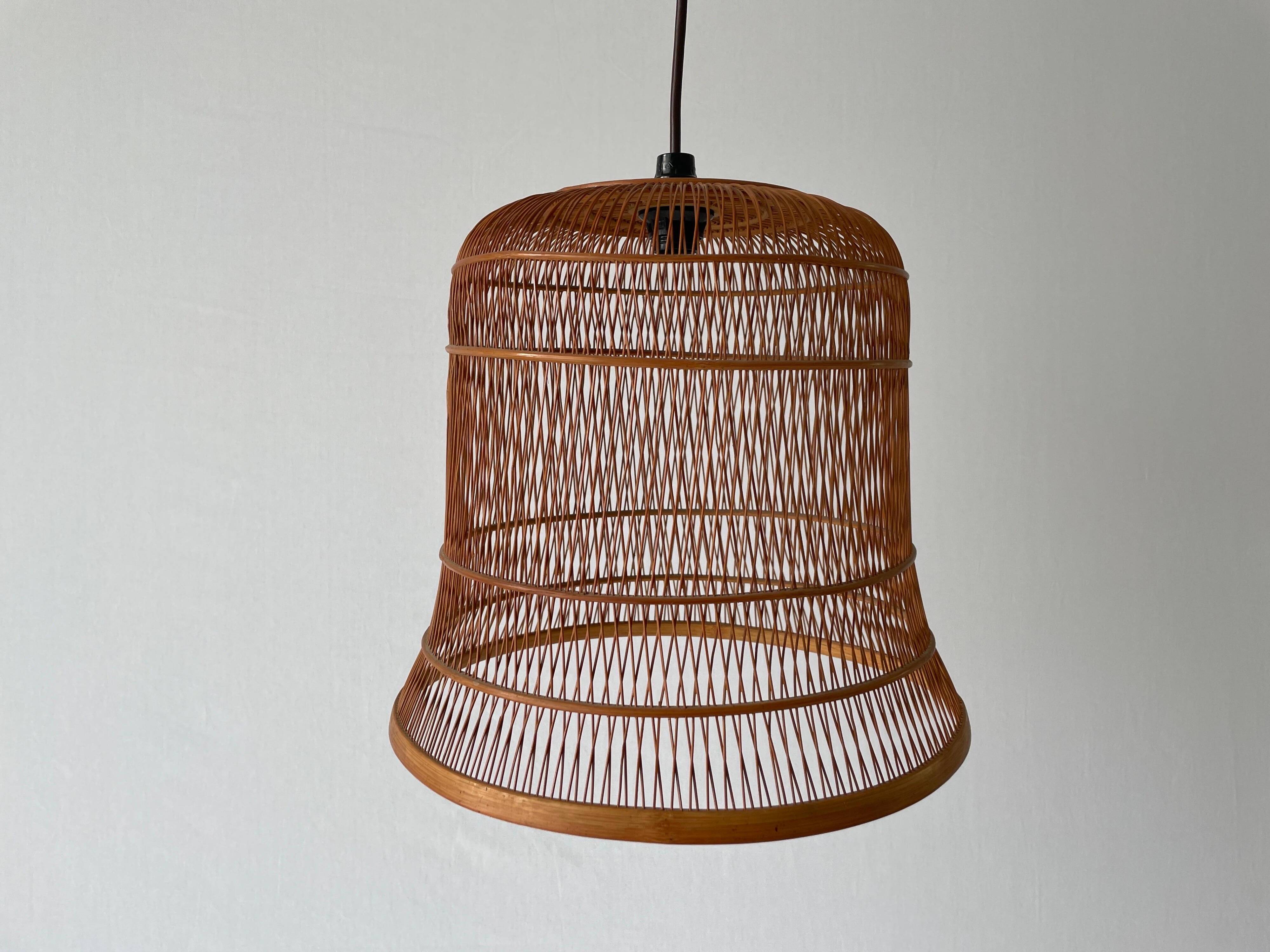 Unique Danish hanging lamp in the shape of a wooden cage, 1960s, Denmark.