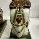 Pair of ceramic elephant plant stands polychrome sculpture - India