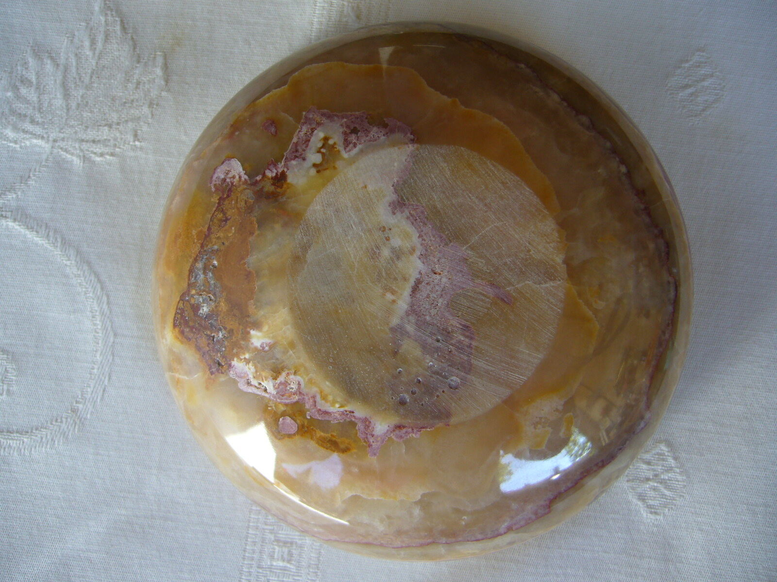 Empty cup pocket in vintage alabaster