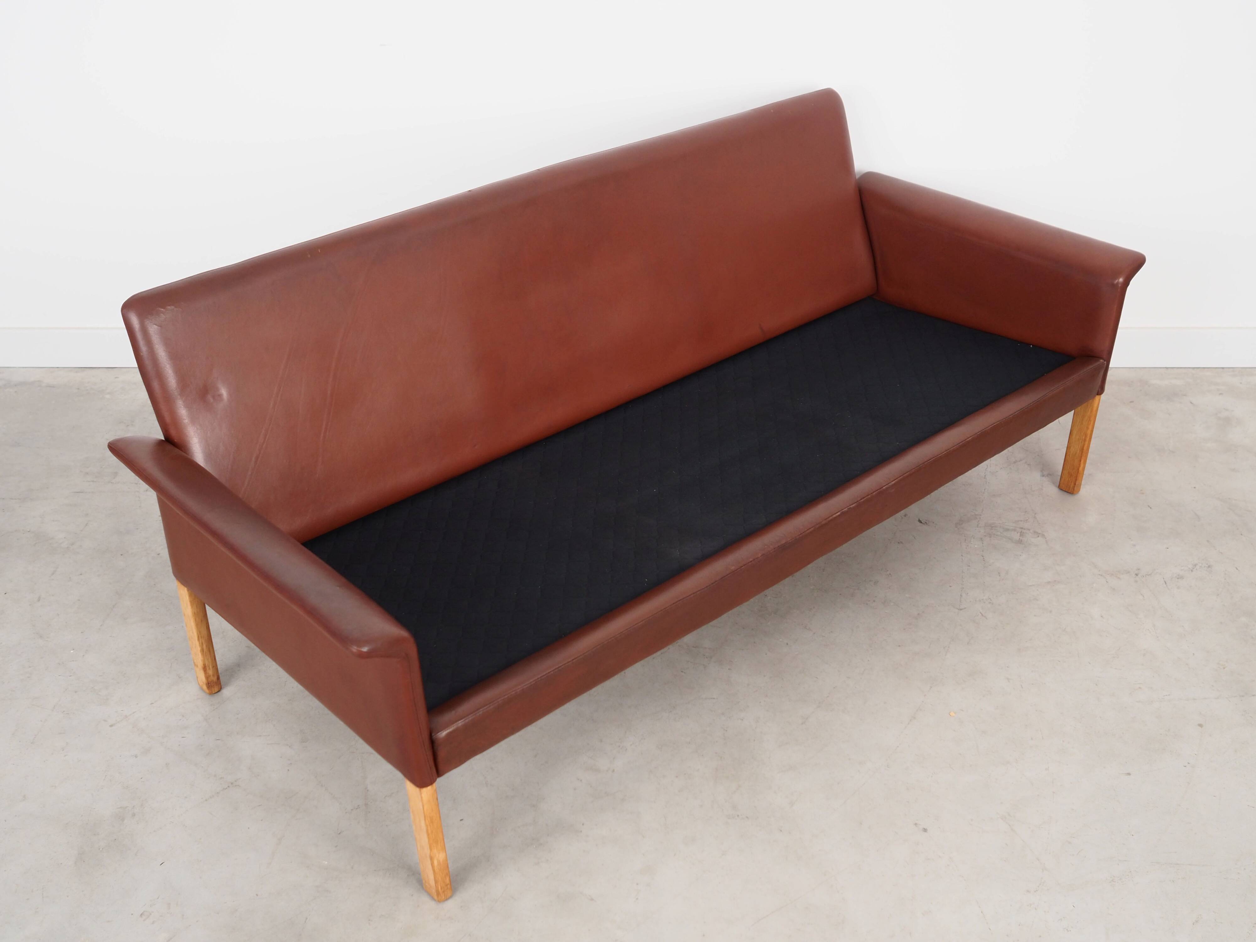 Brown leather sofa, Danish design, 1960s