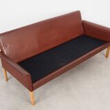Brown leather sofa, Danish design, 1960s