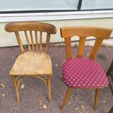 set of 6 mismatched vintage wooden bistro chairs