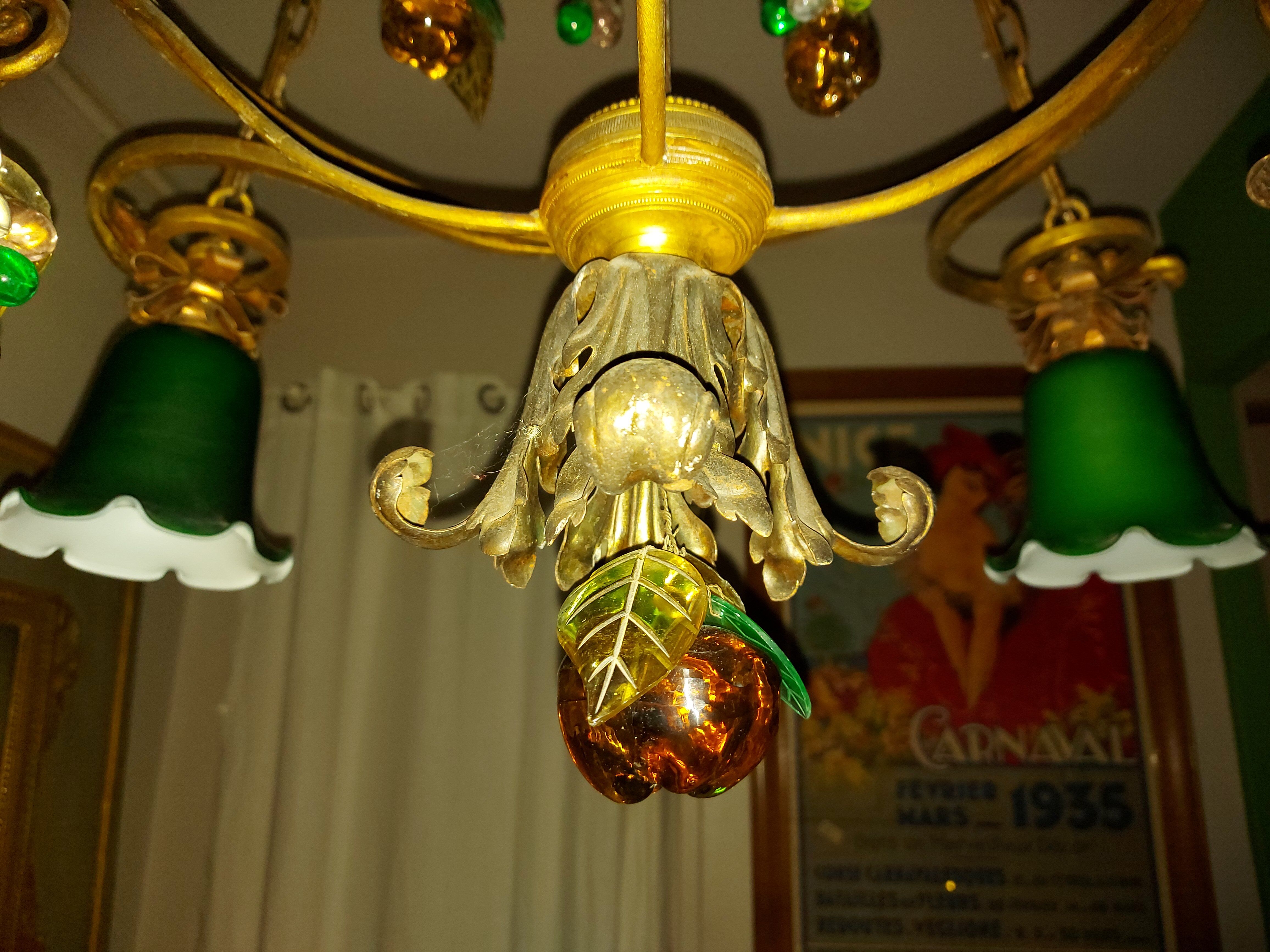 Very large art nouveau chandelier Murano (1 meter)