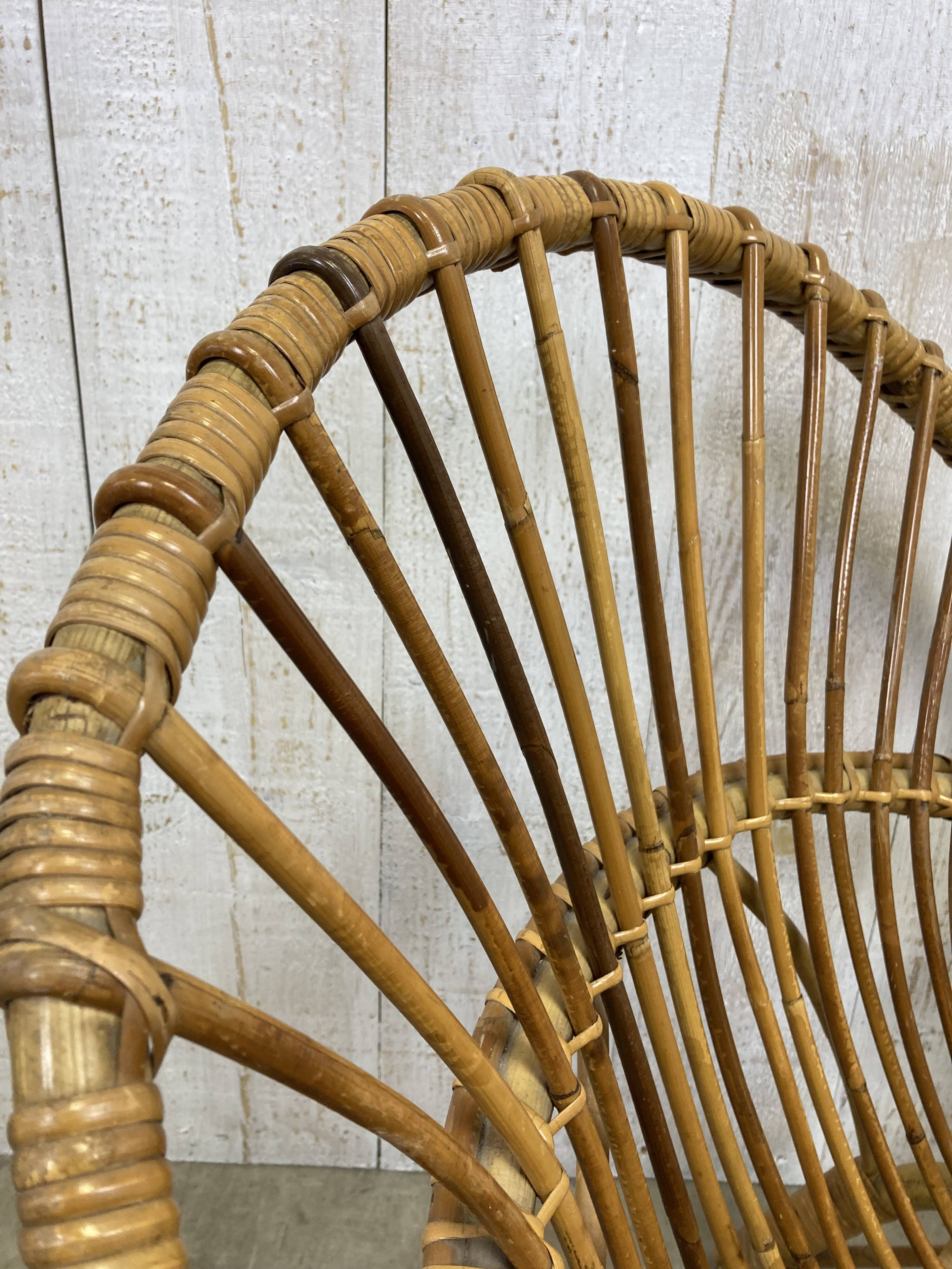 Pair of vintage rattan armchairs