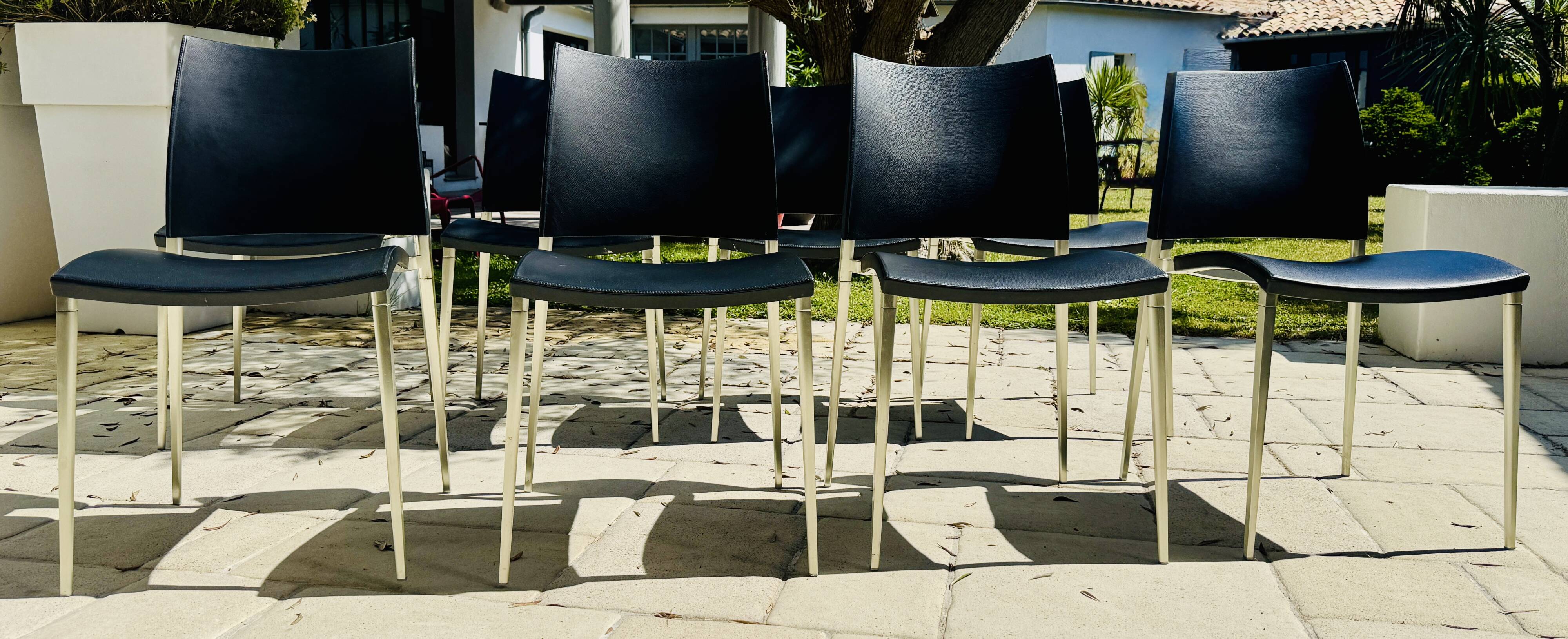 Lot de Chaise Sand 447 cuir noir Desalto
