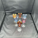 6 verres à liqueurs couleur en cristal
