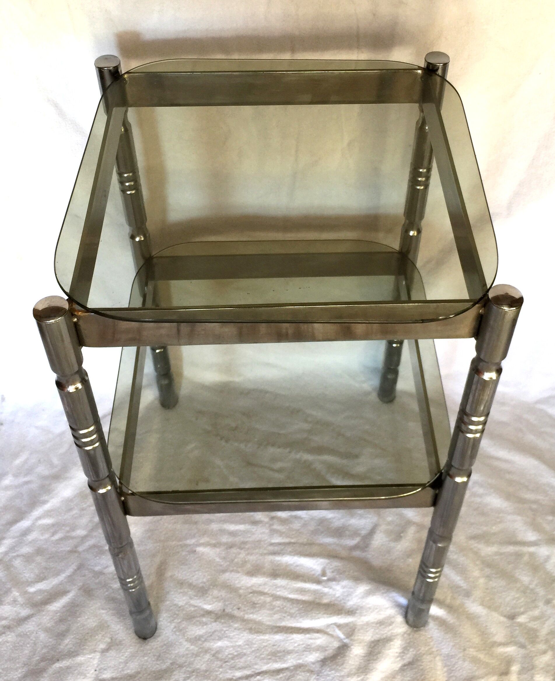 Harness square chrome and smoked glass vintage