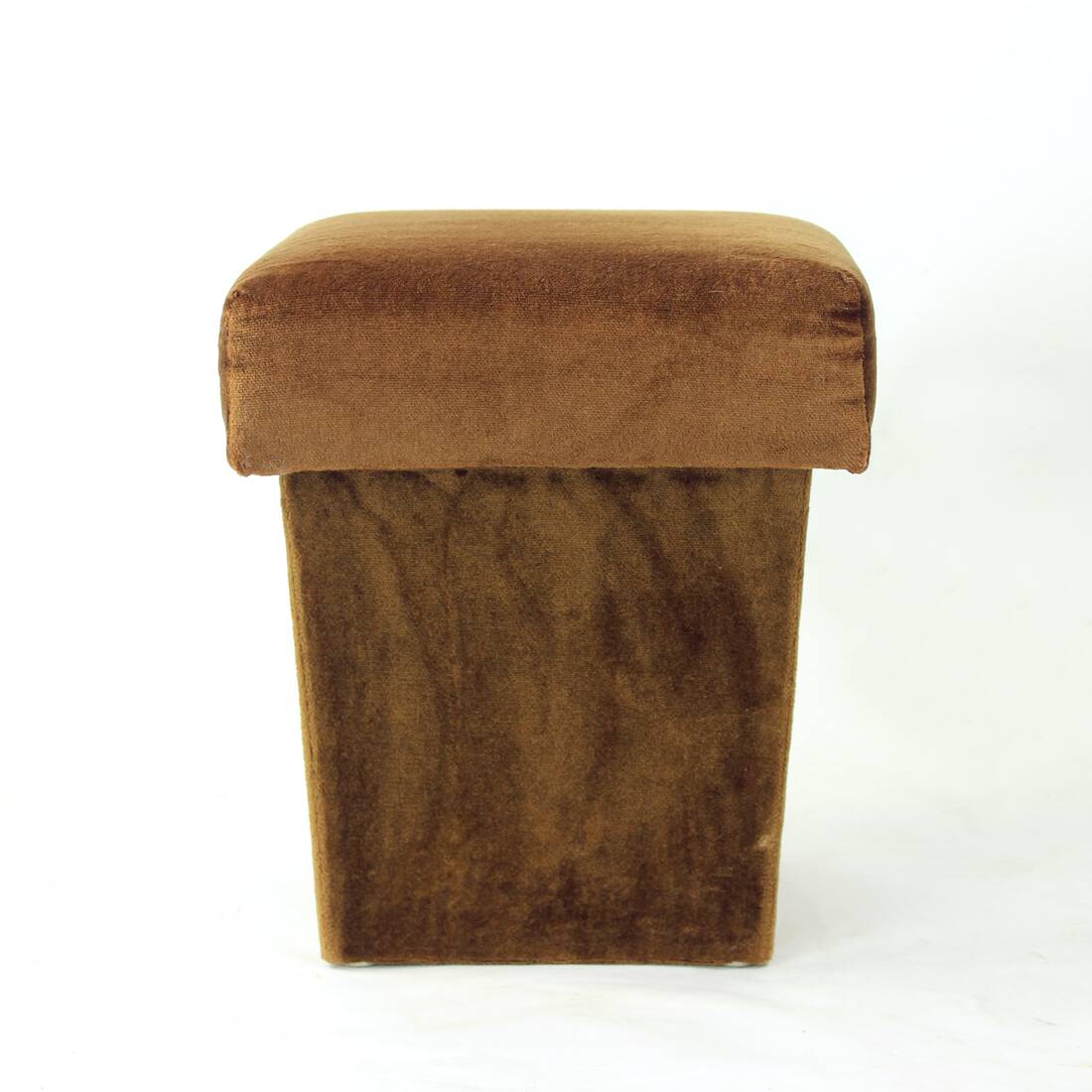 Tabouret vintage en velours marron, Tchécoslovaquie 1960