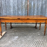 Antique farmhouse table in solid cherry wood with its 2 benches