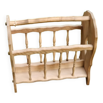 Solid wood magazine rack.