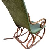 Set of 2 thonet style rocking chairs in green leatherette