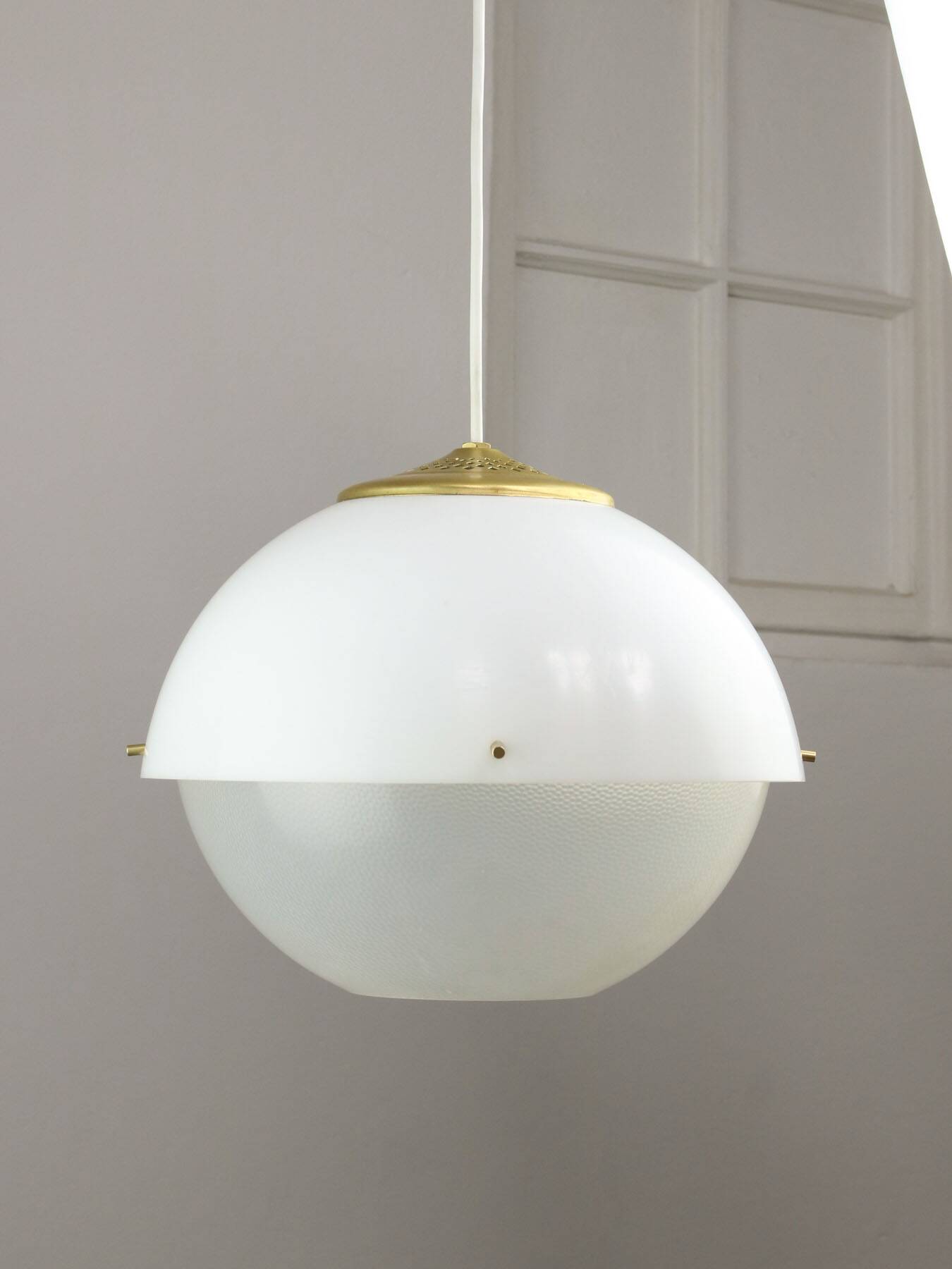 Italian Space Age Pendant in Brass and Plexiglass, 1970s